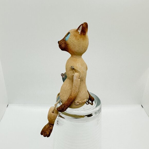 Vintage 2004 Siamese Cat Shelf Sitter Anthropomorphic Doll Resin Weirdo Silly - Picture 3 of 6